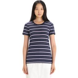Icebreaker Women's Wave S/S Tee Stripe Merino Shirt - Blå