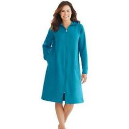 Plus Women's Short Hooded Sweatshirt Robe by Dreams & Co. in Deep Teal Size 4X