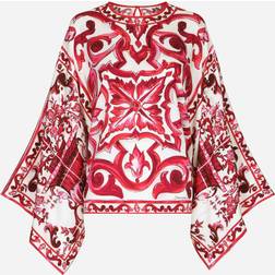 Dolce & Gabbana Majolica-print charmeuse blouse