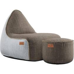 SACKit Cobana Lounge Chair & Pouf Brown/White/Brown Sækkestol