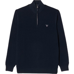 Gant Piqué Half-Zip Sweater - Black