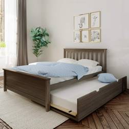 Max & Lily Classic Full Bed Frame with Slatted Headboard Trundle