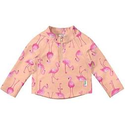 Green Sprouts Long Sleeve Zip Rashguard Shirt-Coral Flamingos-12mo