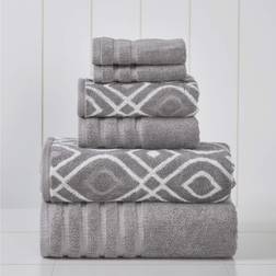 Modern Threads 6-Piece Yarn Dyed Bath Towel Gray