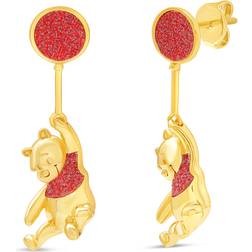 Disney women's yellow gold plated winnie the pooh balloon earrings