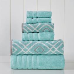 Modern Threads Amrapur Overseas 6-Piece Yarn Dyed Oxford Gray Lavender Bath Towel Blue, Purple