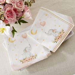 Kate Aspen Elephant Baby Shower 2 Ply Paper Napkins Pink Set of 30