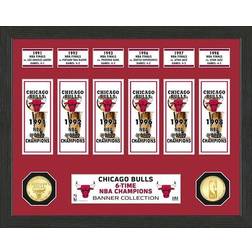 Highland Mint Chicago Bulls NBA Champions Bronze Coin Banner Collection