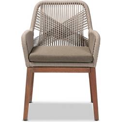 Baxton Studio Jennifer Woven Rope Mahogany Kitchen Chair