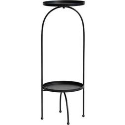 Bloomingville Storied Home 28 Black Sleek Round Metal Plant Stand with 2-Shelves