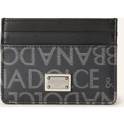 Dolce & Gabbana Blackgrey Logo-print Leather and Woven Card