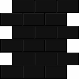 Tic Tac Tiles Thicker Subway Black PVC Peel and Stick Tile 8.5 sq. ft./10, All Black