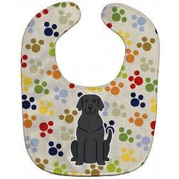 Caroline's Treasures Pawprints Baby Bib, Black Labrador, Large