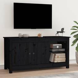 vidaXL 103 x 36.5 x 52 cm Massivt Fyrretræ Sort TV-bord