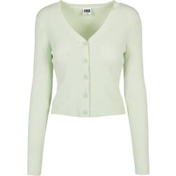 Urban Classics Ladies Short Rib Knit Cardigan - Lightmint