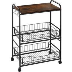 Homcom 3-Tier Rolling Cart, Utility Trolley Table