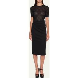 Dolce & Gabbana Milano Rib Midi Skirt Black