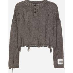 Dolce & Gabbana Washed cotton and linen granddad-neck sweater