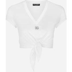 Dolce & Gabbana T-Shirt DG Knot aus Baumwoll-Jersey Pink