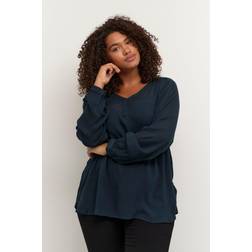 KAFFE Curve Blus kCami LS Blouse Blå