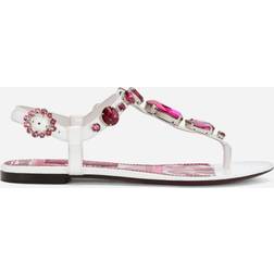 Dolce & Gabbana Verzierte Sandalen aus Leder Weiß