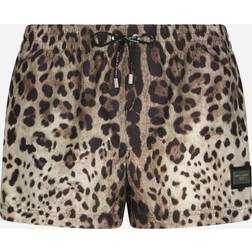 Dolce & Gabbana Short swim trunks with leopard print