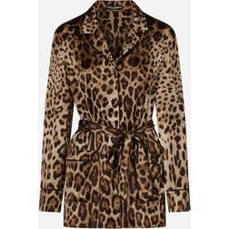 Dolce & Gabbana Leopard-print satin pajama shirt with belt leo_new