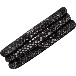 Christina Leather Bracelet - Silver/Black