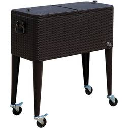 OutSunny 80 QT Rolling Cooling Bins Ice Chest on Wheels