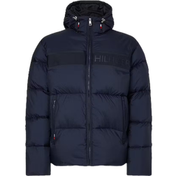 Tommy Hilfiger Tonal Logo Hooded Puffer Jacket - Desert Sky