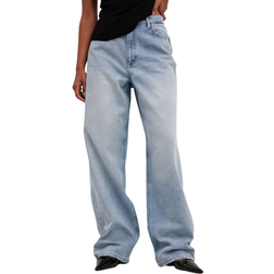 NA-KD Mid-Rise Waist Loose-Fitting Long Jeans - Blue