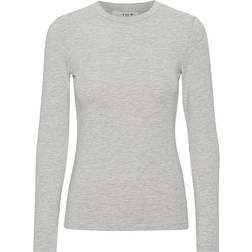 A View Bluse Stabil Top l/s Light Grey Melange