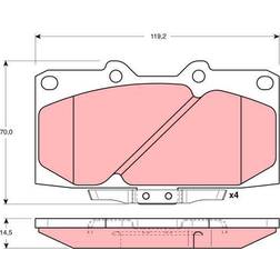TRW GDB3131 Bremsbelagsatz, Scheibenbremse 4-teilig