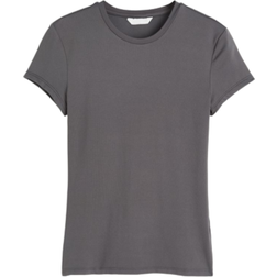 H&M Tight-Fitting Microfibre T-shirt - Dark Grey