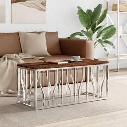 vidaXL Stainless Steel and Solid Wood Reclaimed Coffee Table