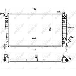 NRF Radiator 58349 Aluminium 608 356 29 med Monteringsdele