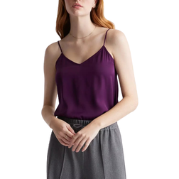 Quince Washable Stretch Silk V-Neck Cami - Aubergine