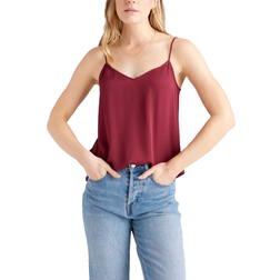 Quince Washable Stretch Silk V-Neck Cami - Burgundy