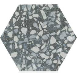 The Tile Project 9 x10 Terrazzo Hexagon Matte Blue Floor/Wall Tile sq. ft/Box