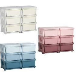 Qaba Kids Toy Storage Organizer with 6 Drawers, 3 Tier