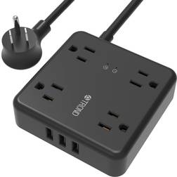 Surge protector power strip usb trond 5ft extension cord with 4 widely-spac