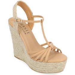 Journee Collection Women's Yara Platform Wedge Sandals Brown Brown