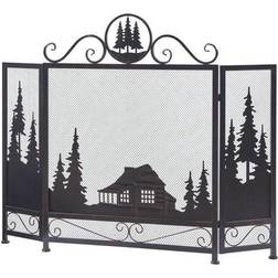 Three Panel Foldable Iron Fireplace Screen 43.7''Lx8.66''Wx34.65''H Bronze