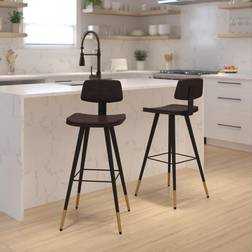 Flash Furniture Kora Collection AY-S02-BR-GG 2 Commercial Grade Low Bar Stool