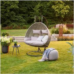 Home Deluxe Poltrona Sospesa in Polyrattan Twin Colore Grigio Poltrona