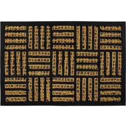 JVL Alba Woven Tuffscrape Doormat, 40x60cm, Squares Brown