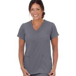 Jockey Women's Scrubs Women's V-Neck Crossover Scrub Top, Pewter