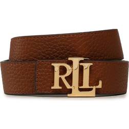 Lauren Ralph Lauren Logo Reversible Pebbled Leather Belt - Dark Brown