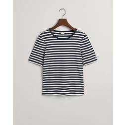 Gant Dame Stribet ribstrikket T-shirt Blå