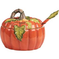 Certified International 112 Earthenware Harvest Pumpkin Tureen Ladle Serving Bowl